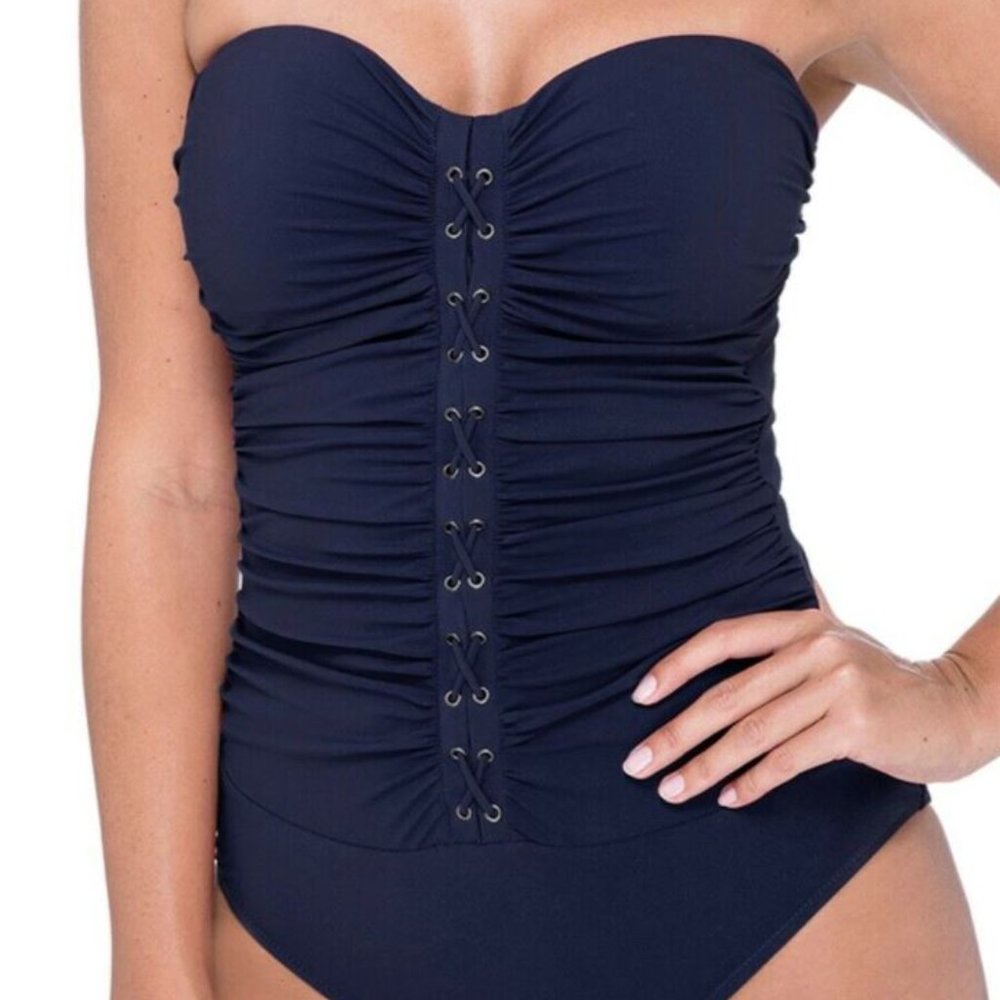 NWT Profile by Gottex Moto Bandeau Strapless One Piece